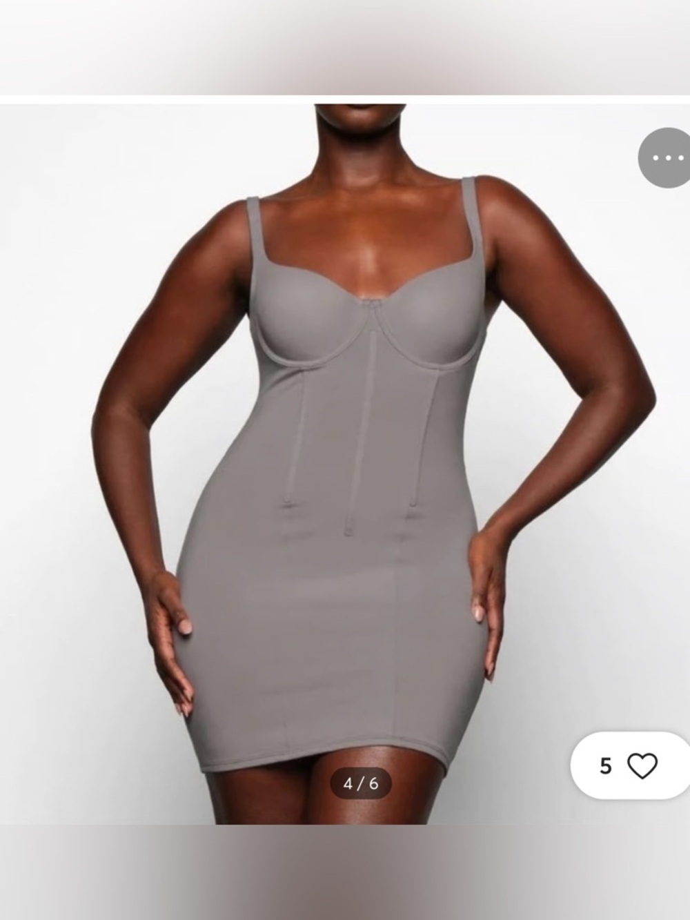 NWT SKIMS Cotton Corset Dress in Charcoal 2x